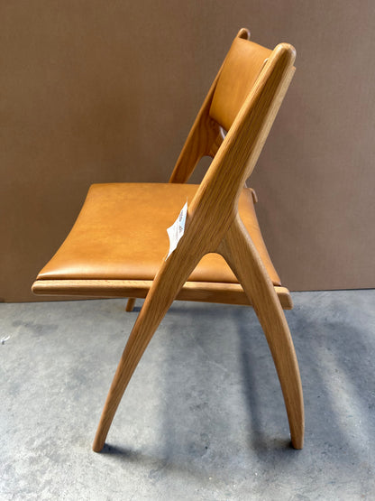 John Lewis X-Ray Leather Dining Armchair, Oak/Camel