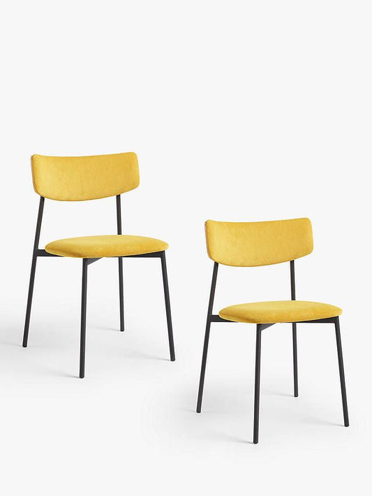 John Lewis ANYDAY Motion Corduroy Velvet Upholstered Dining Chairs, Set of 2 Mustard