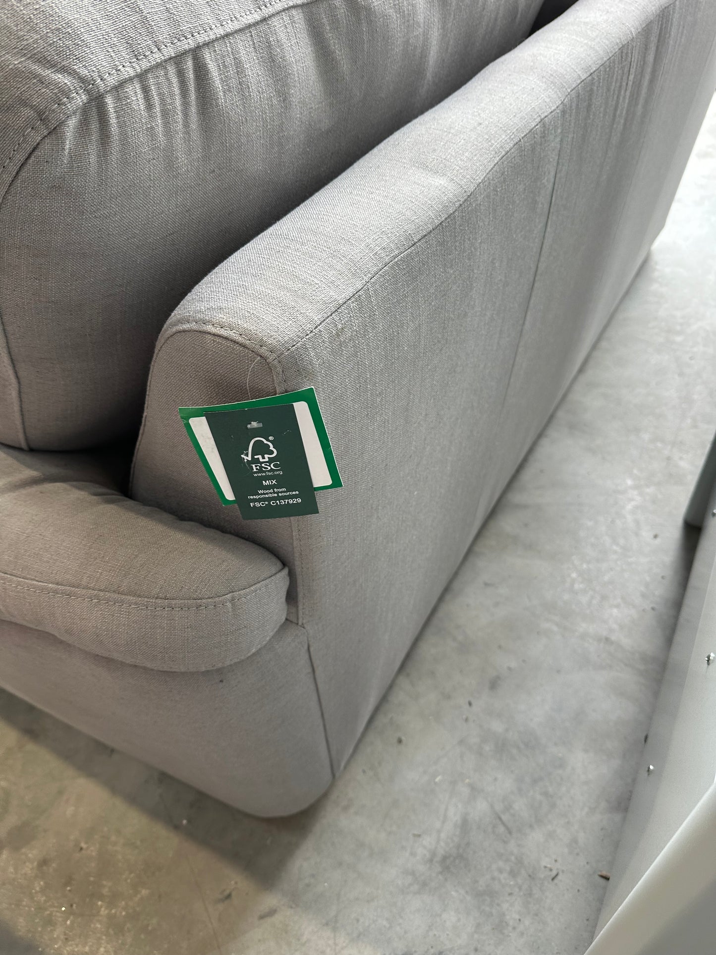 John Lewis Camden Large 3 Seater Sofa in Linen Storm Grey