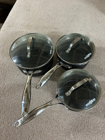 Eaziglide Neverstick2 Aluminium Non-Stick Saucepan Set with Lids, 3 Piece