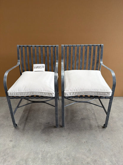 John Lewis Ribbon Metal Garden Dining Armchairs Grey Set of 2
