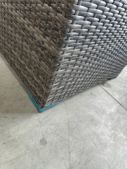 John Lewis Alora Cube 6-Seater Garden Dining Table, Sofas & Stools Set, Brown/Grey