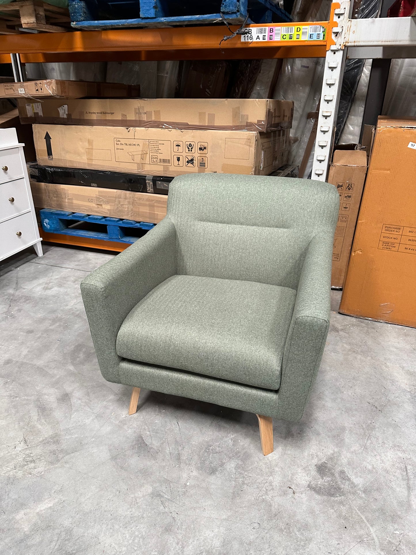 John Lewis Archie II Armchair Brushed Tweed Green