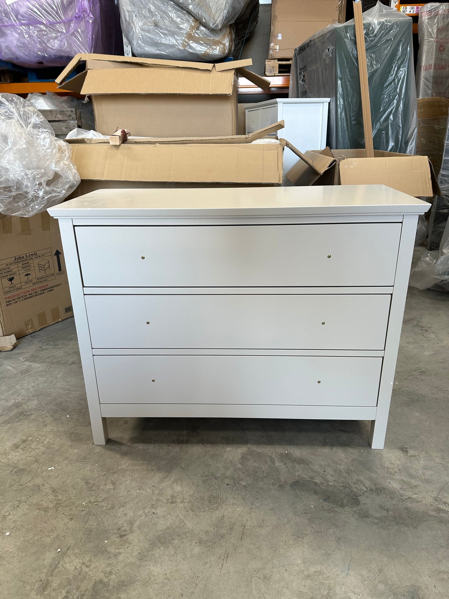 John Lewis Wilton 3 Drawer Chest, Linen