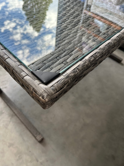 John Lewis Alora Cube 6-Seater Garden Dining Table, Sofas & Stools Set, Brown/Grey