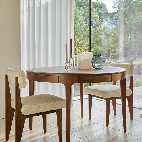 La Redoute AM.PM Sanara Walnut and Veneer Extendable Round Table 8 People