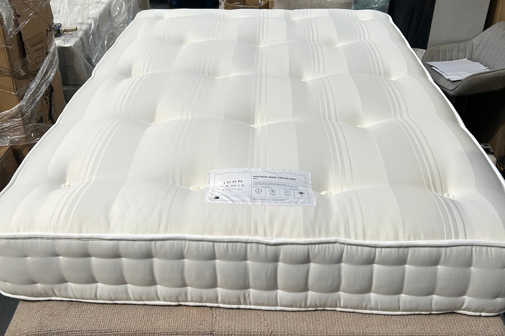 John Lewis Waitrose Wool NO 1 Pocket Spring Mattress Medium Firm Tension Double