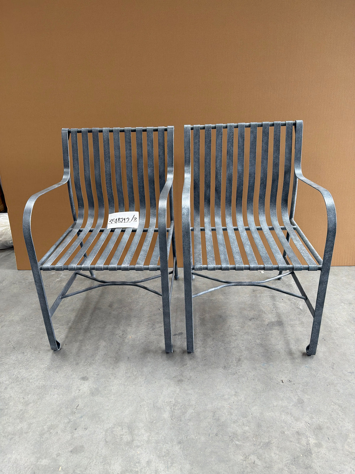 John Lewis Ribbon Metal Garden Dining Armchairs Grey Set of 2