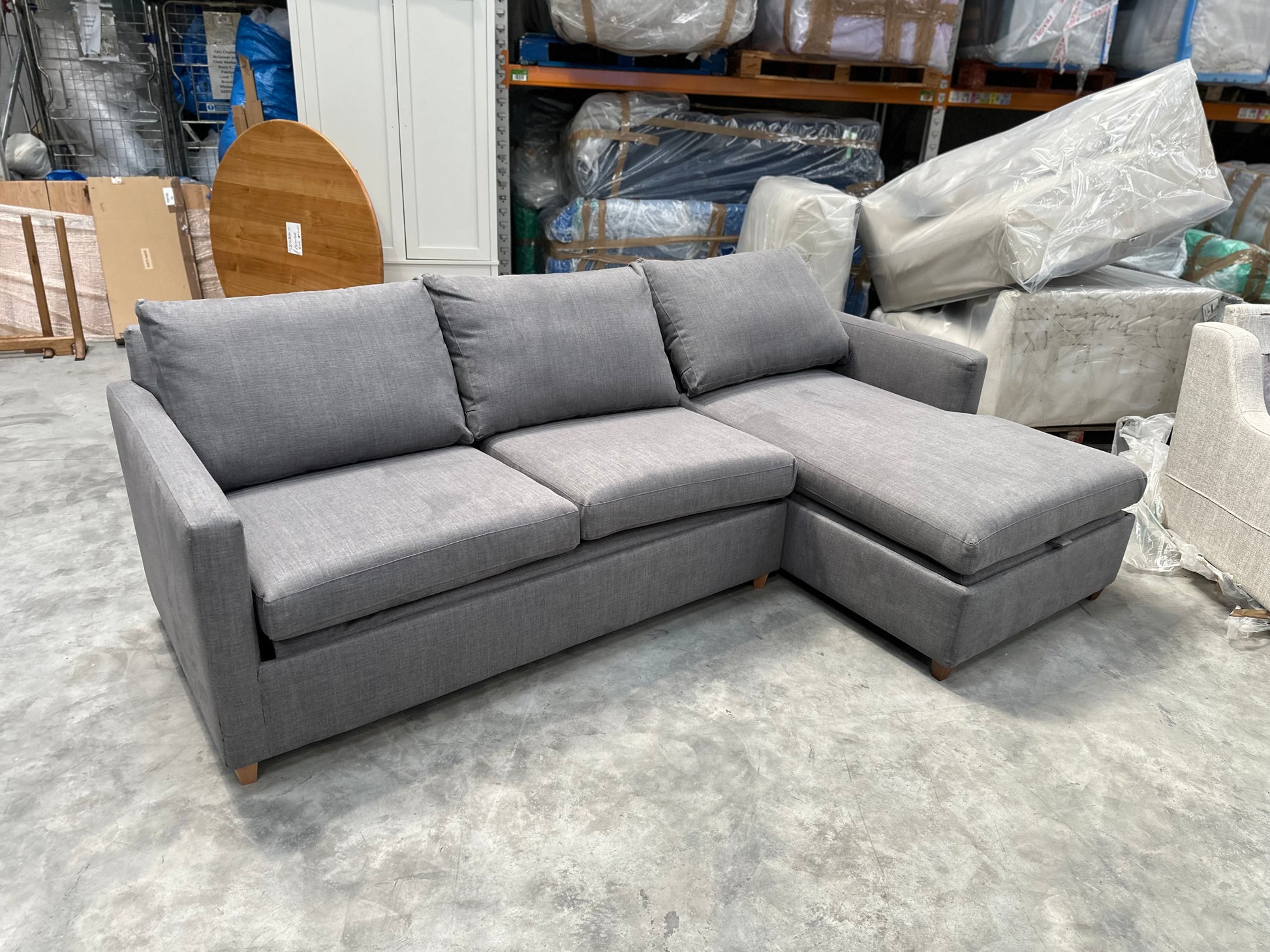 John Lewis Bailey II RHF Chaise End Sofabed, Light Leg in Linen Hatton Steel