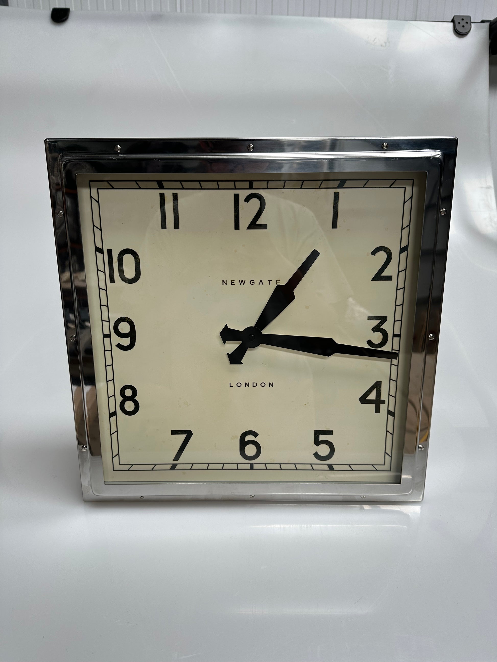 Newgate Clocks Quad Square Metal Wall Clock, 40cm, Silver