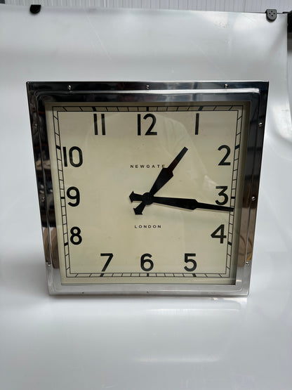 Newgate Clocks Quad Square Metal Wall Clock, 40cm, Silver