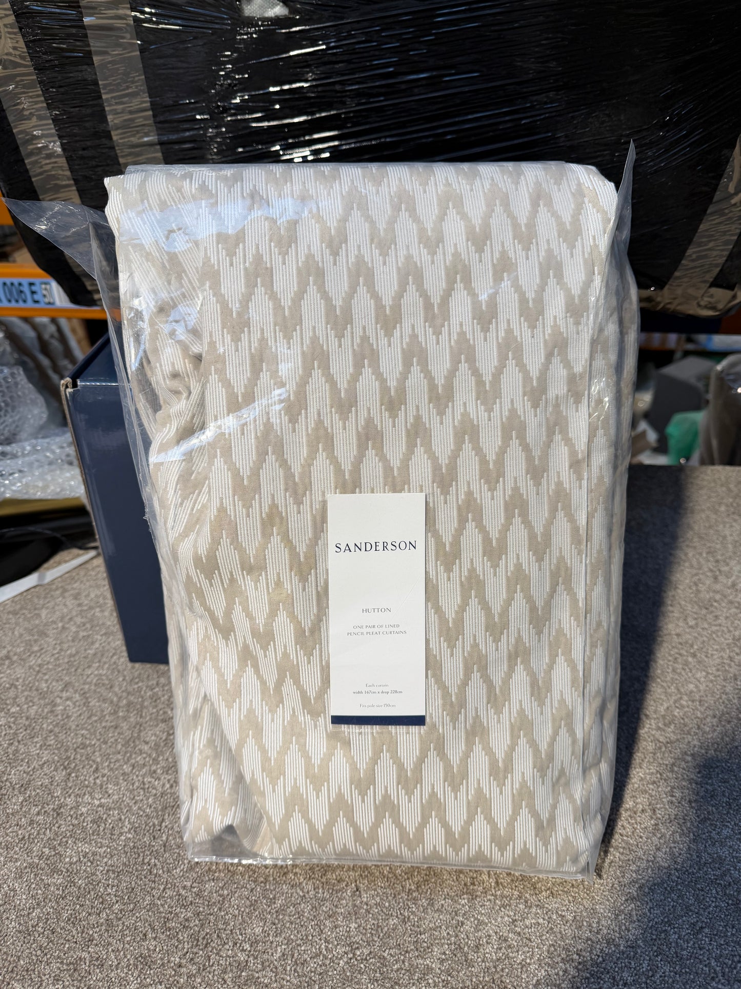 Sanderson Hutton Pair Lined Pencil Pleat Curtains, Linen, W162 x Drop 228cm