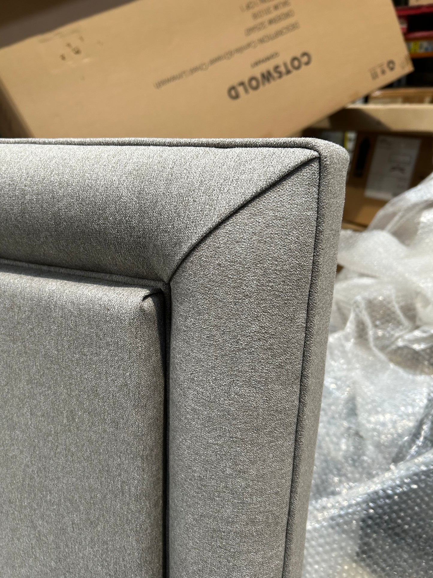 Sealy Beetham Full Height Upholstered Headboard, Super King Size, Silver Fox