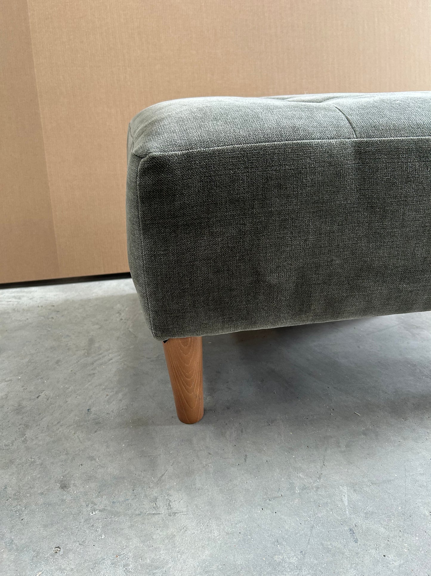 John Lewis Draper II Footstool Plush Chenille Moss Green
