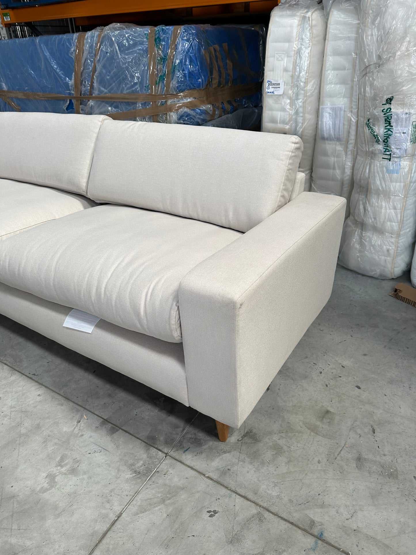 Swoon Evesham Large 3 Seater Sofa, Dark Leg, House Weave Chalk