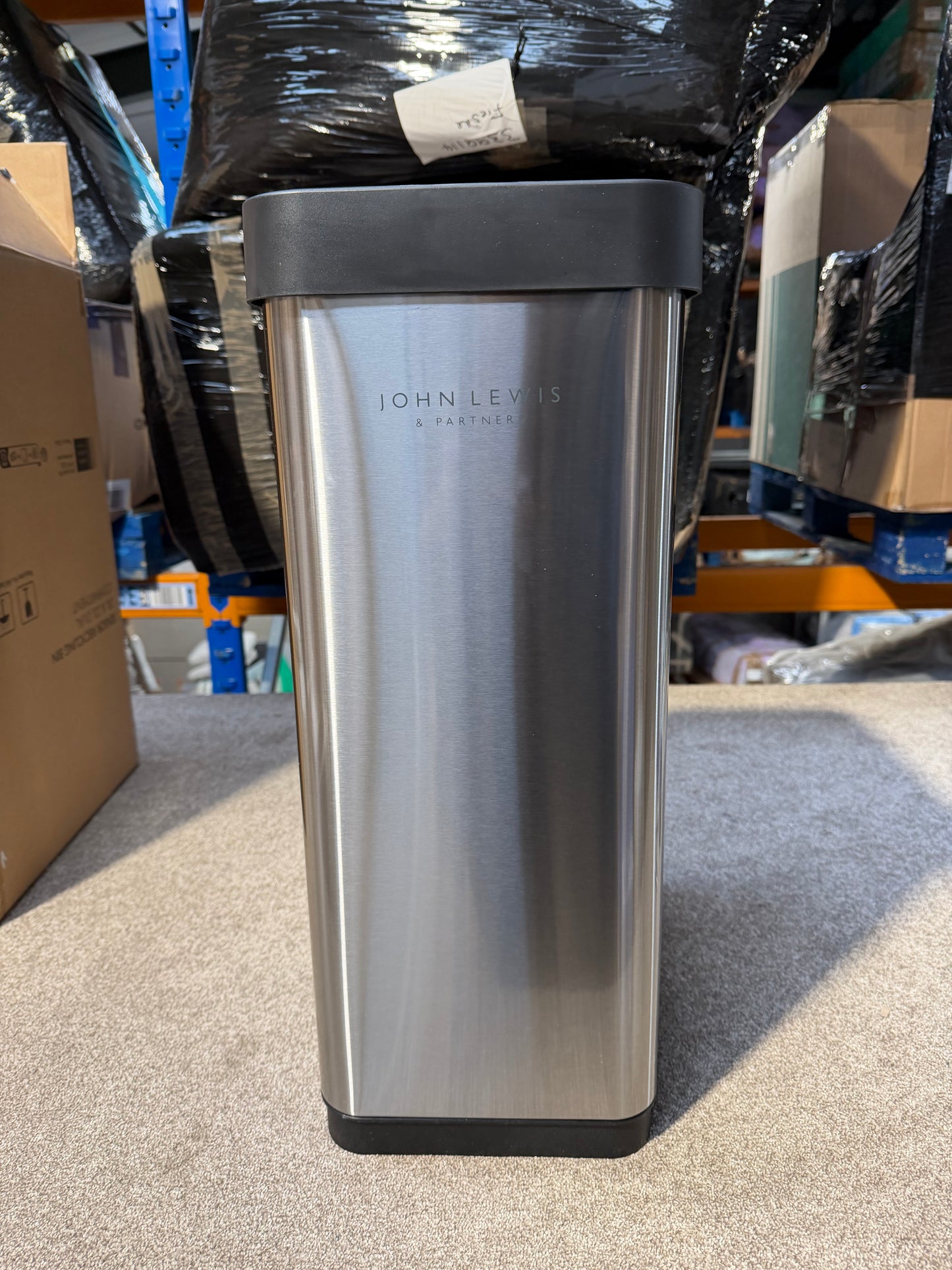 John Lewis 2 Section Sensor Recycling Bin, with Handles, Stainless Steel, 28+22L