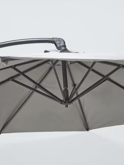 John Lewis Aluminium Wind-Up Parasol, 3 x 2m, Grey