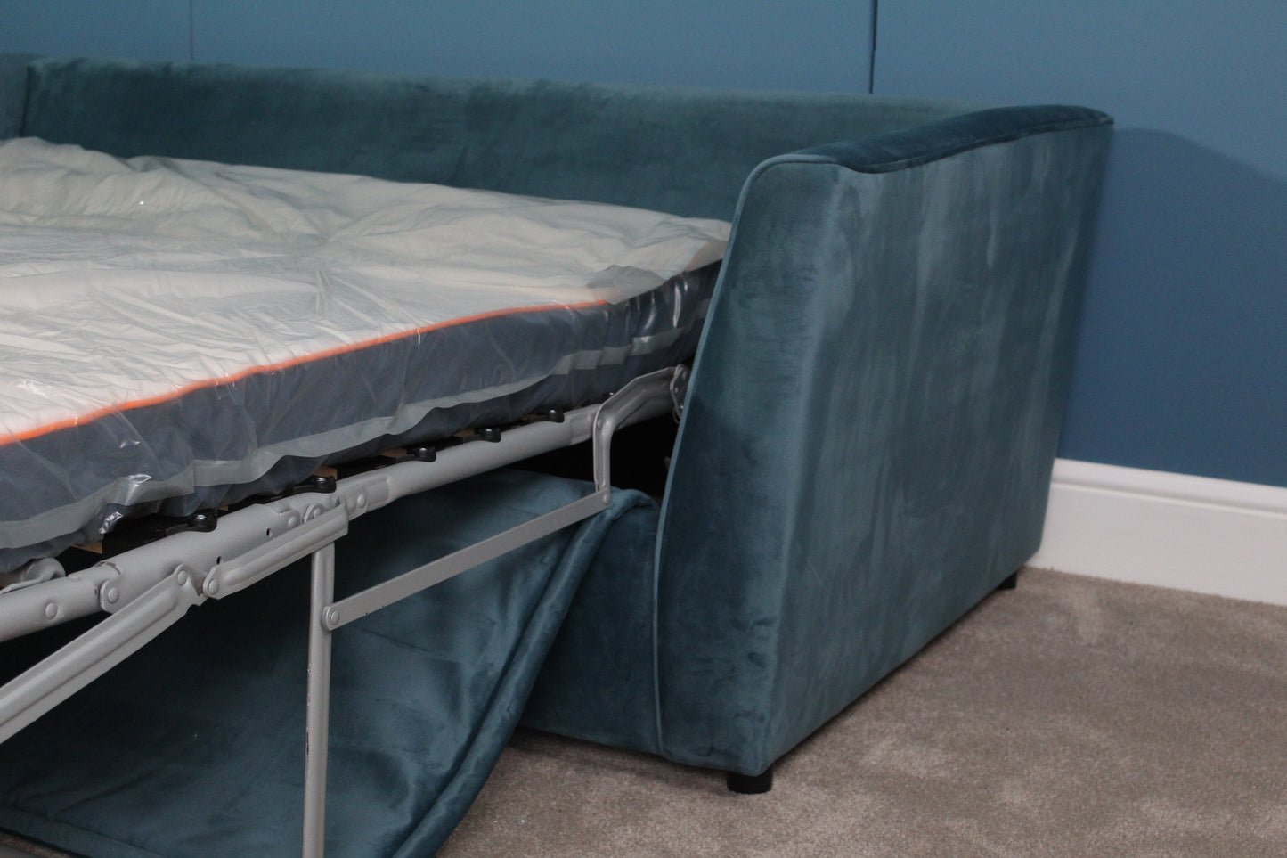 Brook & Wilde 2 Seater Sofa Bed in Teal Velvet - Made in UK - Bespoke