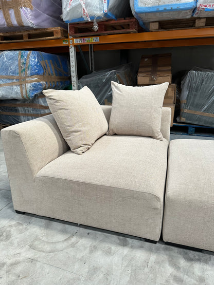 John Lewis Tokyo RHF Large Modular Arm Unit and Footstool Natural