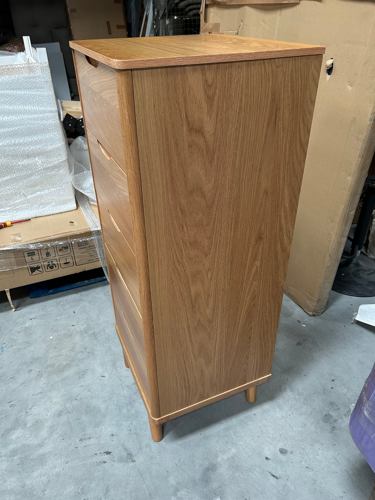 John Lewis Bow 5 Drawer Tallboy Chest, Natural