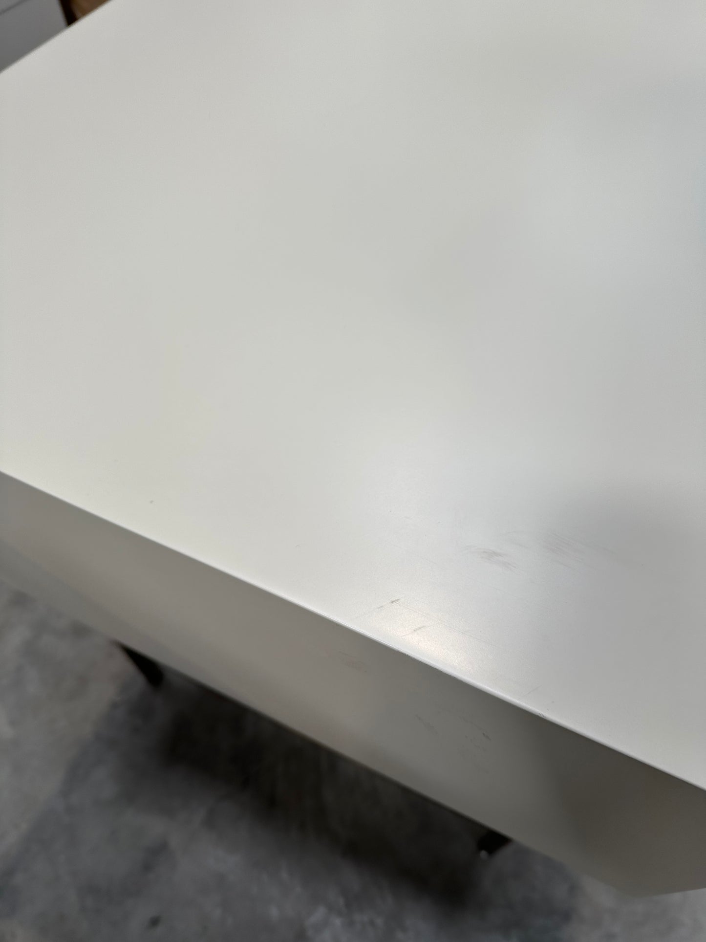 West Elm Quinn Lacquer Desk, Haze/Antique Brass