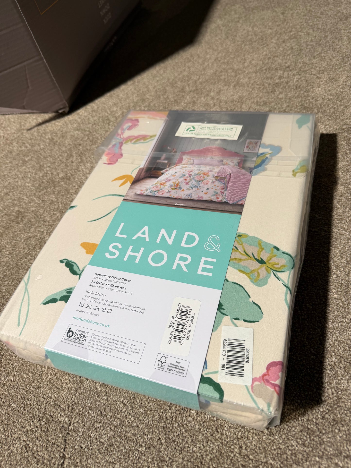 Land & Shore Bloom Super King Duvet Cover Set, Multi