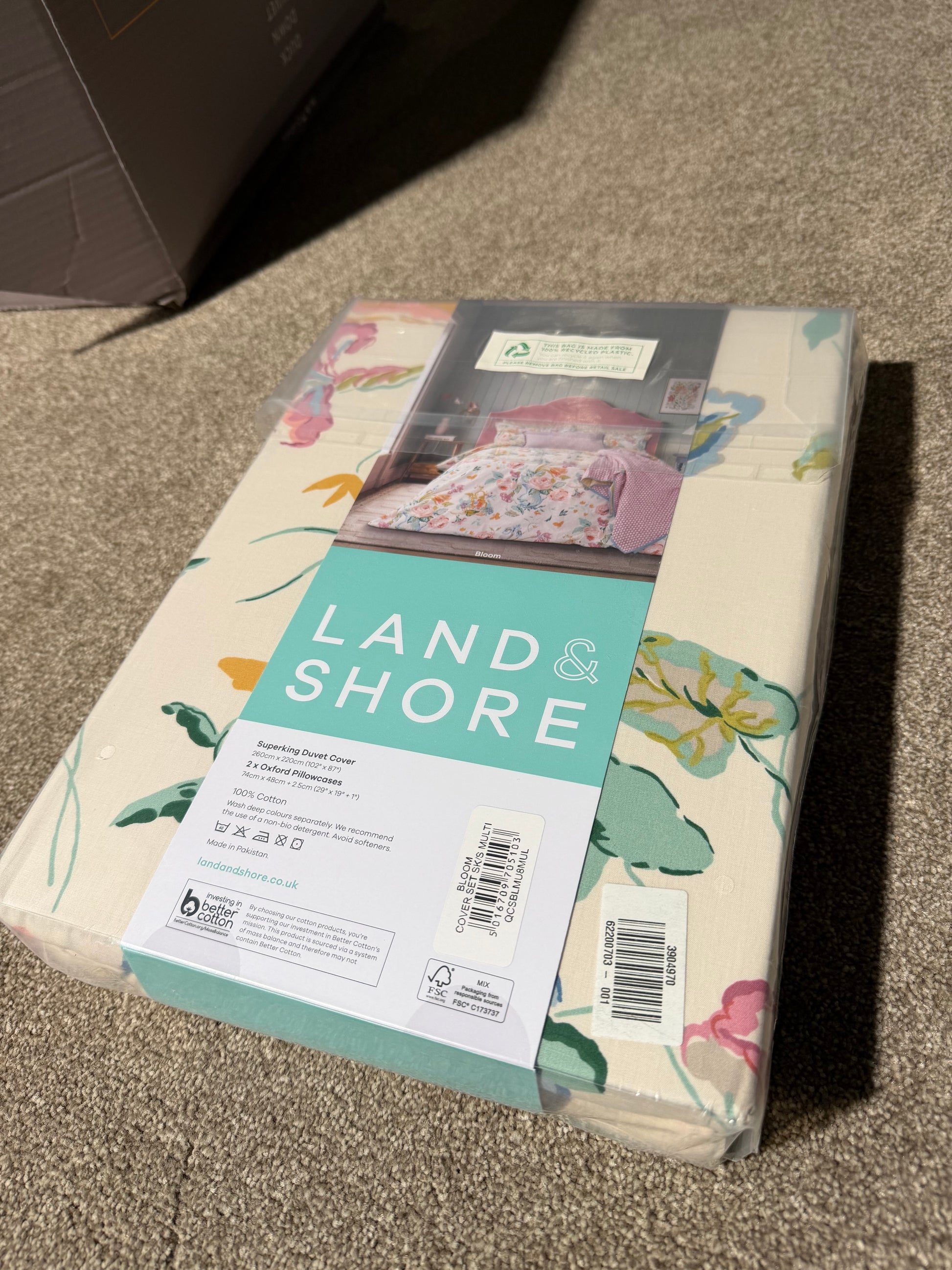Land & Shore Bloom Super King Duvet Cover Set, Multi