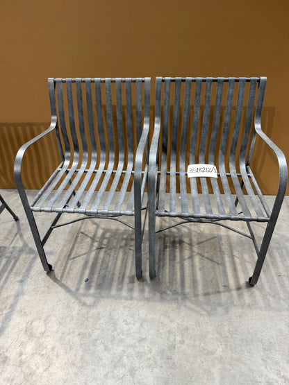 John Lewis Ribbon Metal Garden Dining Armchairs Grey Set of 2