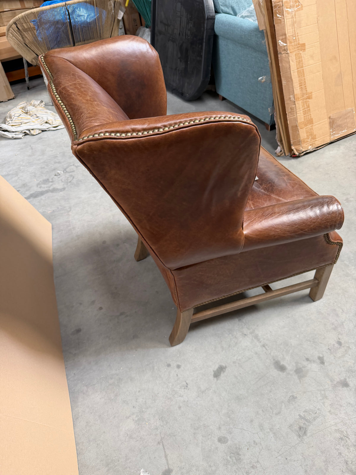 Halo Wing Leather Armchair, London Leather Cognac