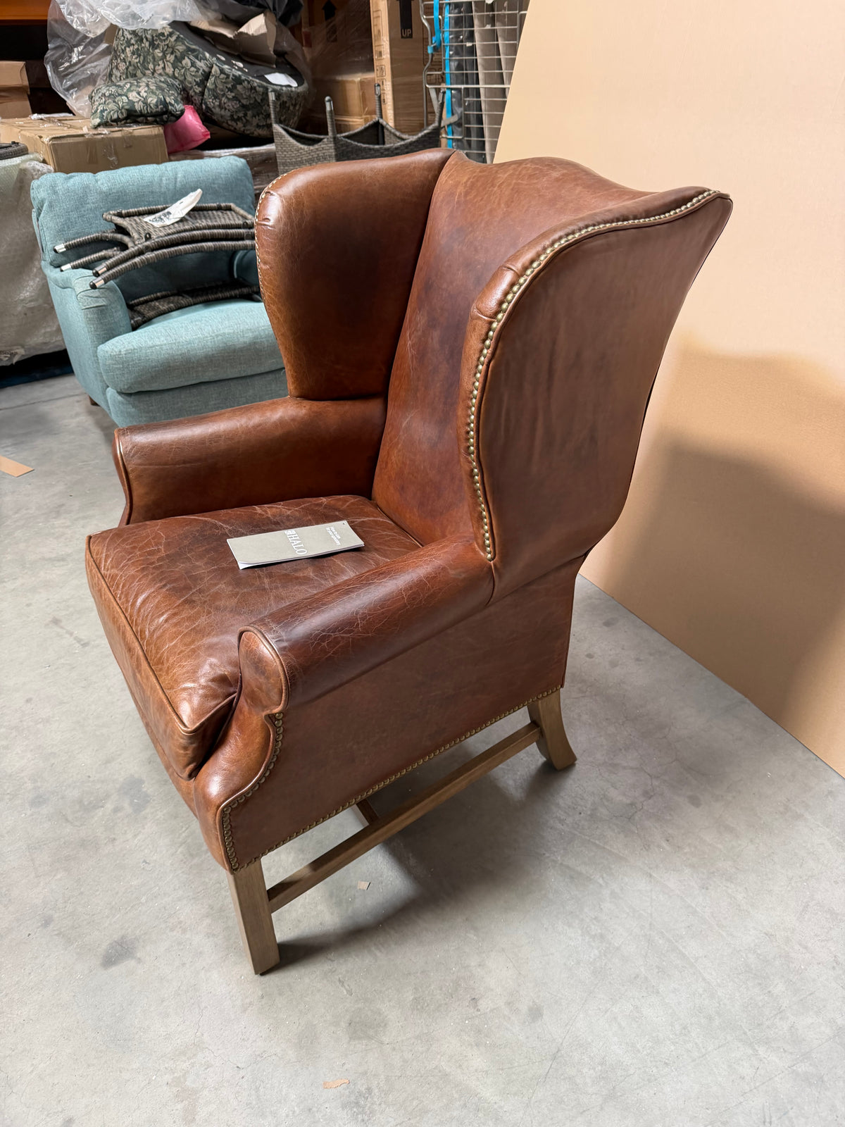 Halo Wing Leather Armchair, London Leather Cognac