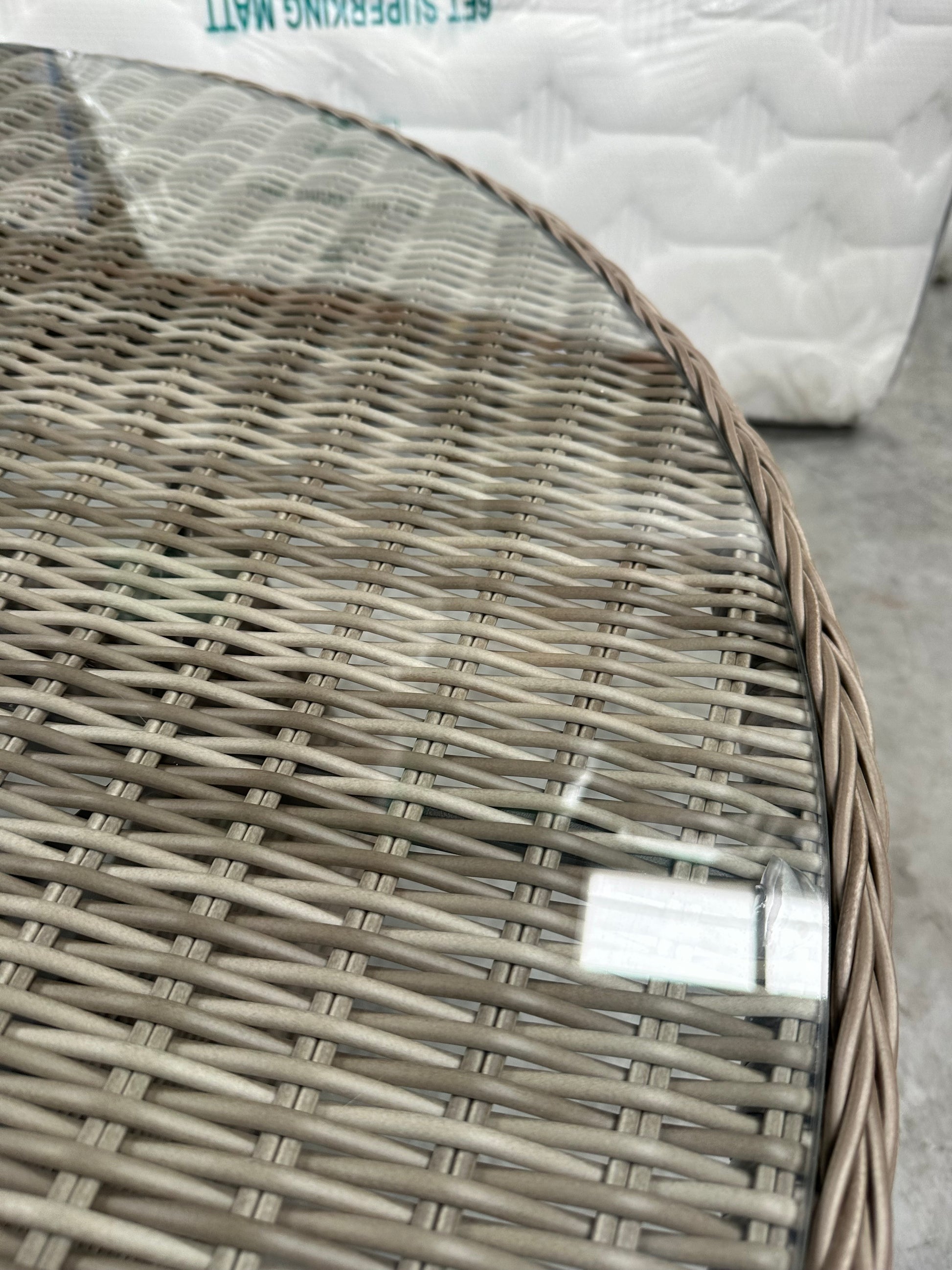 John Lewis Rye Woven 6-Seater Round Garden Dining Table, Natural