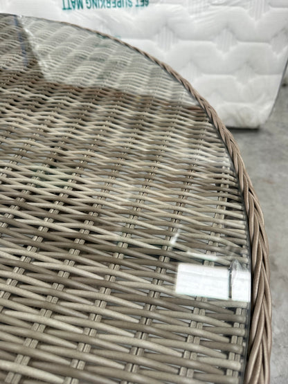 John Lewis Rye Woven 6-Seater Round Garden Dining Table, Natural