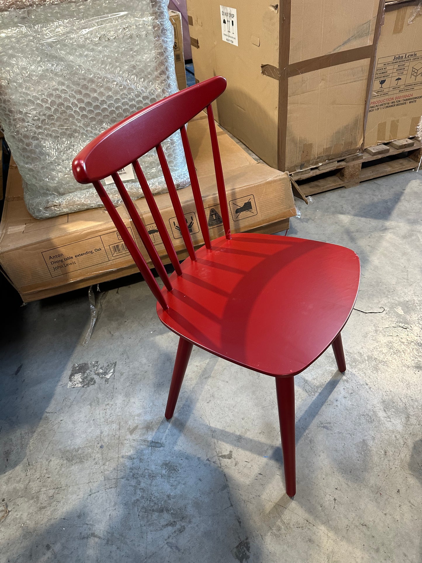 John Lewis Spindle Dining Chair, Set of 2, FSC-Certified (Beech Wood) Deep Red