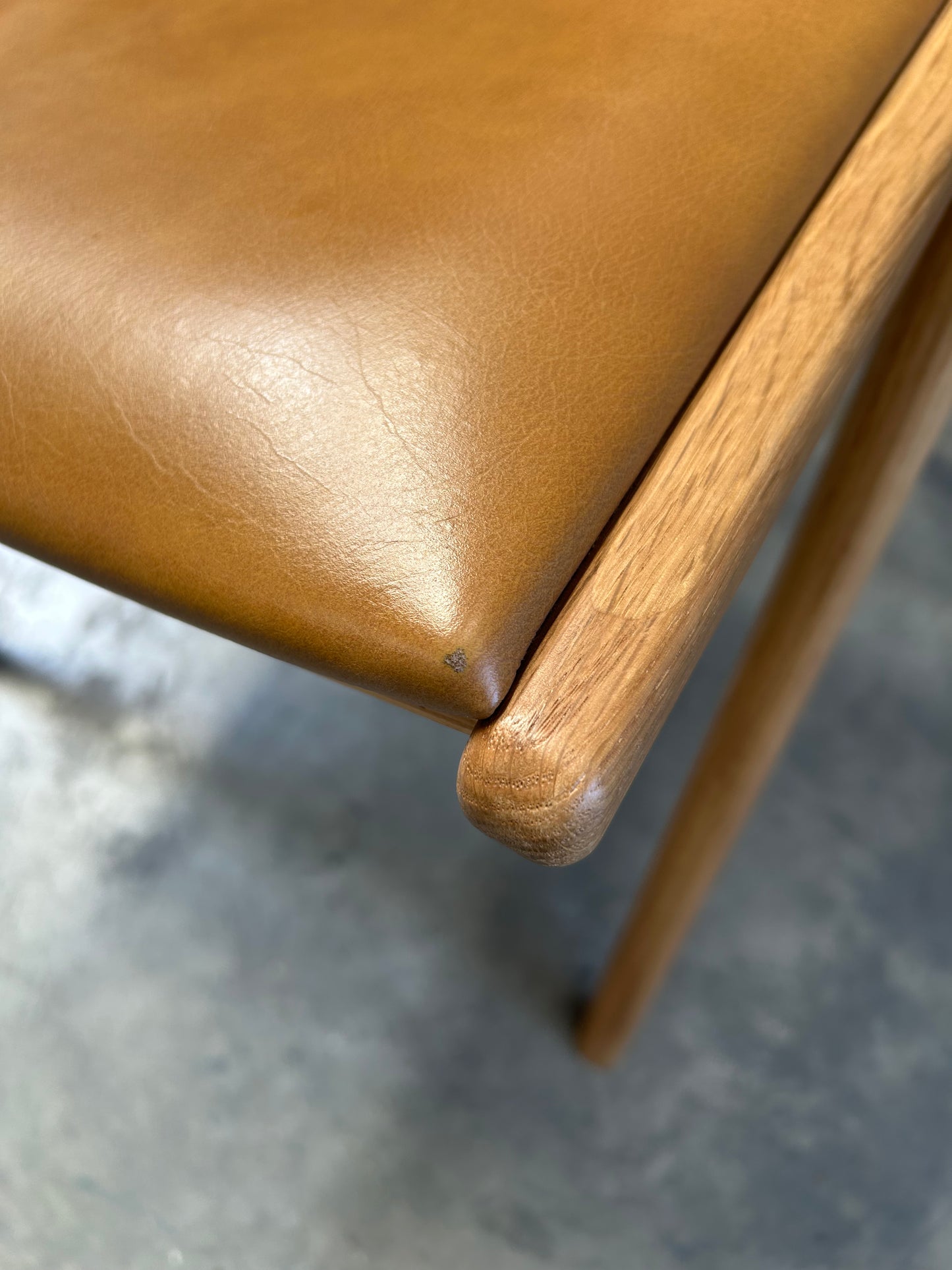 John Lewis X-Ray Leather Dining Armchair, Oak/Camel