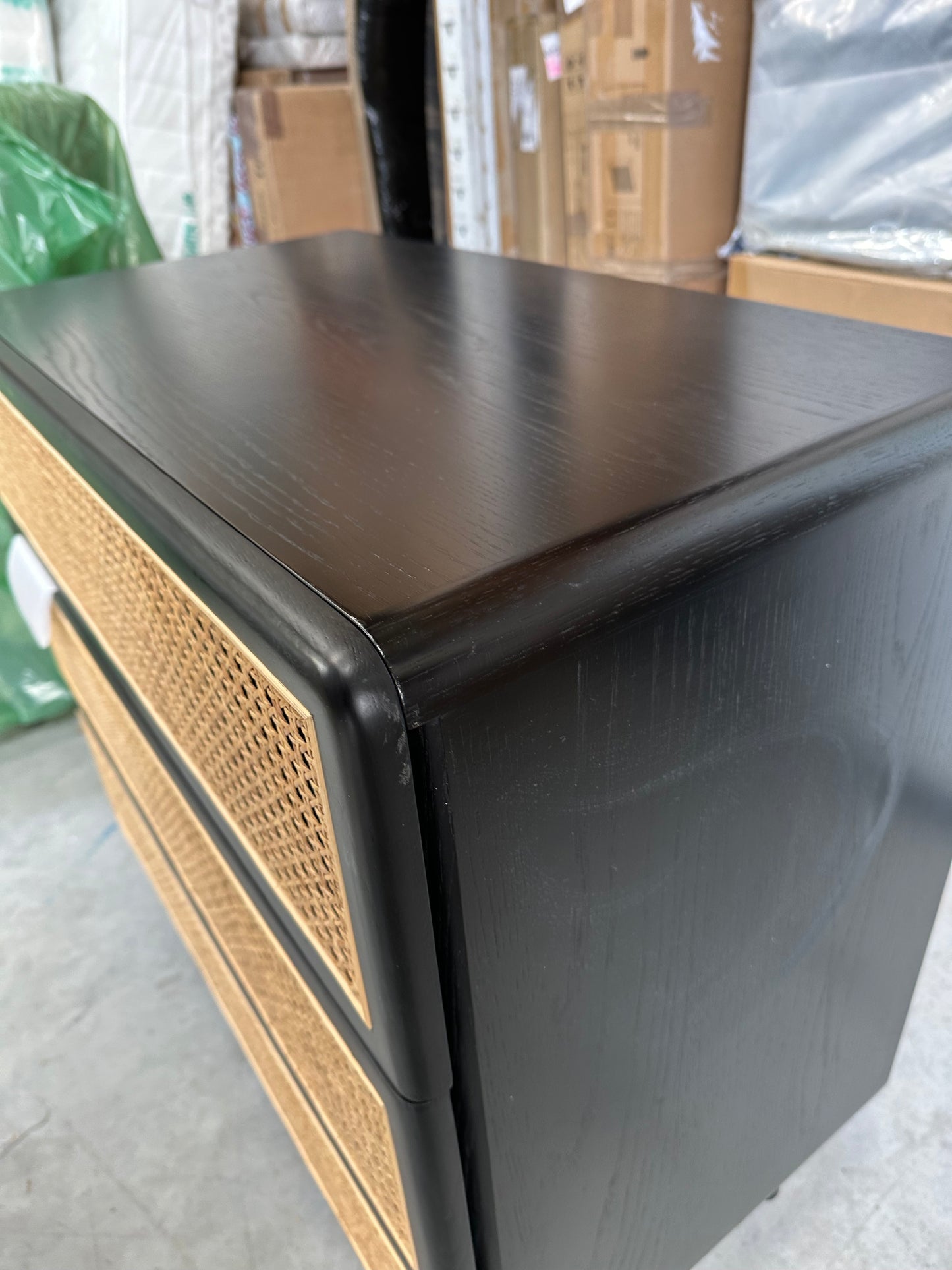 John Lewis Rattan 3 Drawer Chest, Black