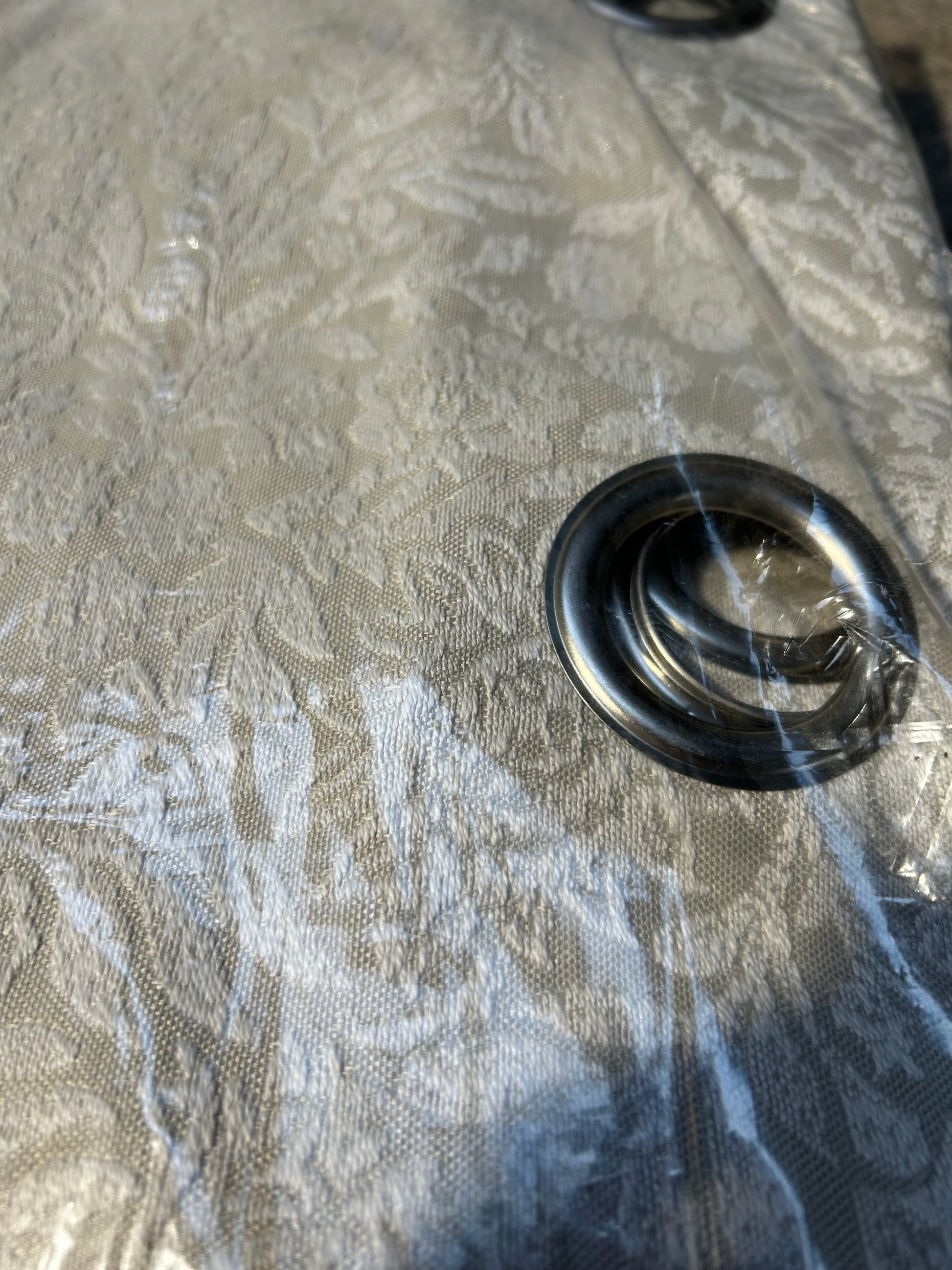 List John Lewis Hidcote Weave Pair Lined Eyelet Curtains, Putty, W228 x Drop 228cm