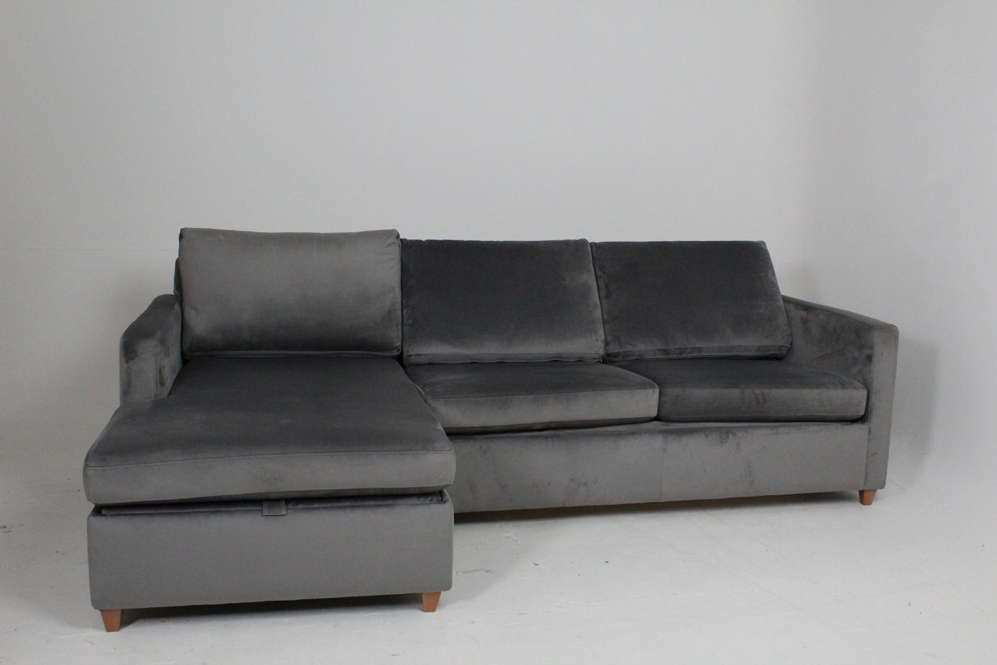 John Lewis Bailey II 4 Seater LHF Chaise End Sofa In velvet steel
