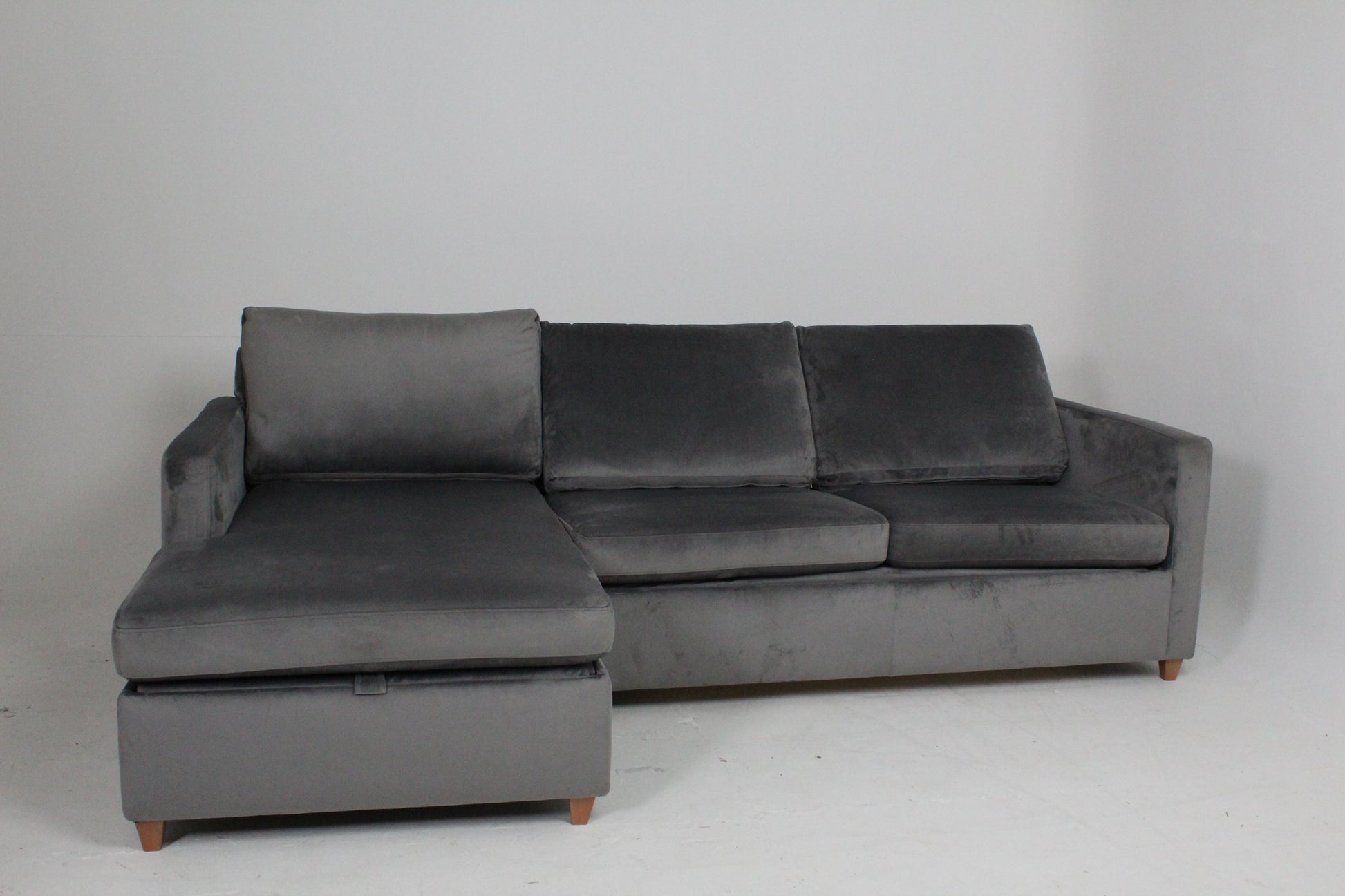 John Lewis Bailey II 4 Seater LHF Chaise End Sofa In velvet steel