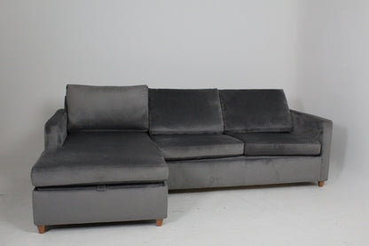 John Lewis Bailey II 4 Seater LHF Chaise End Sofa In velvet steel