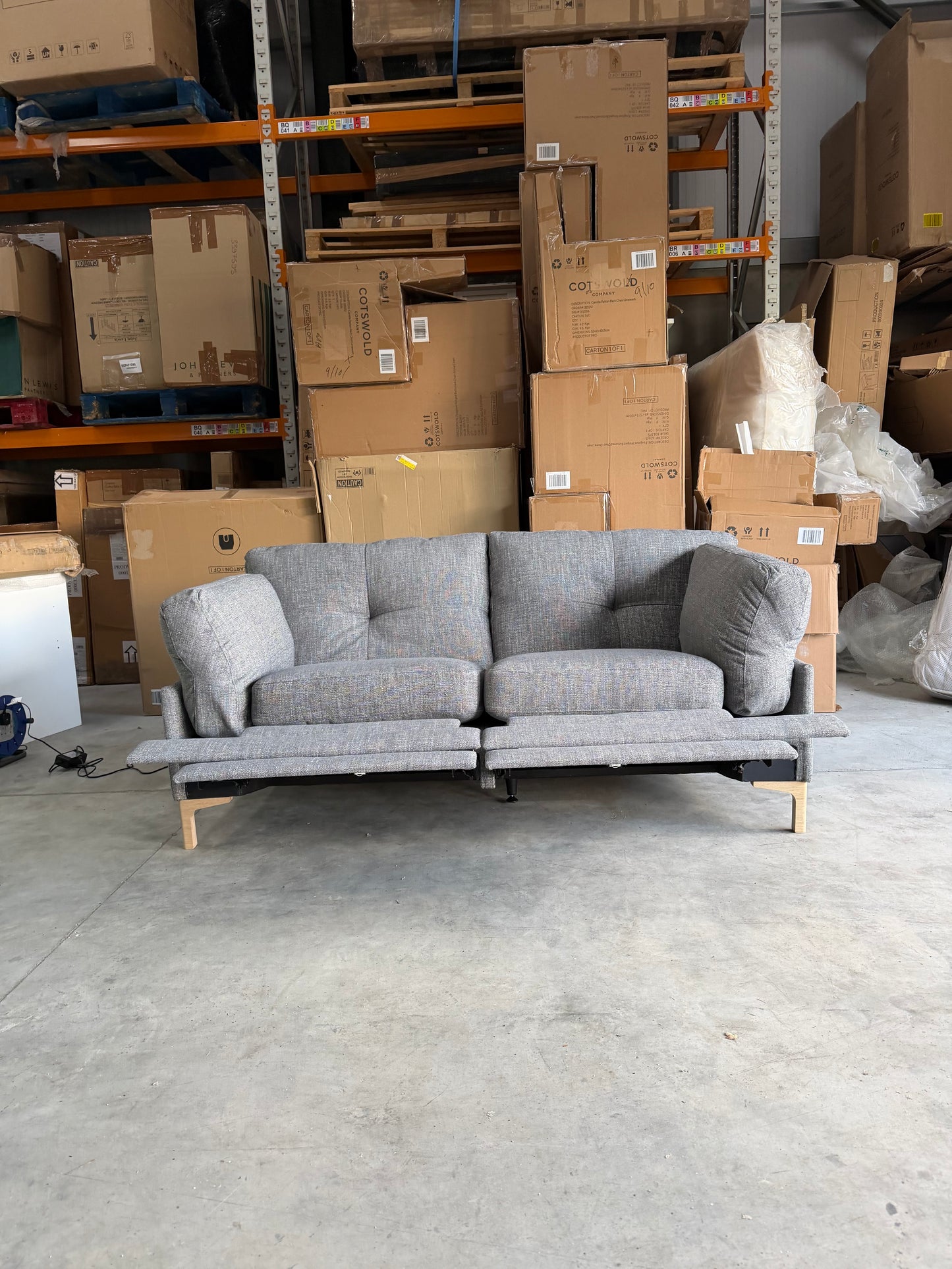 John Lewis Sofa Power Recliner Java Medium 2 Seater Storm Grey Easy Clean
