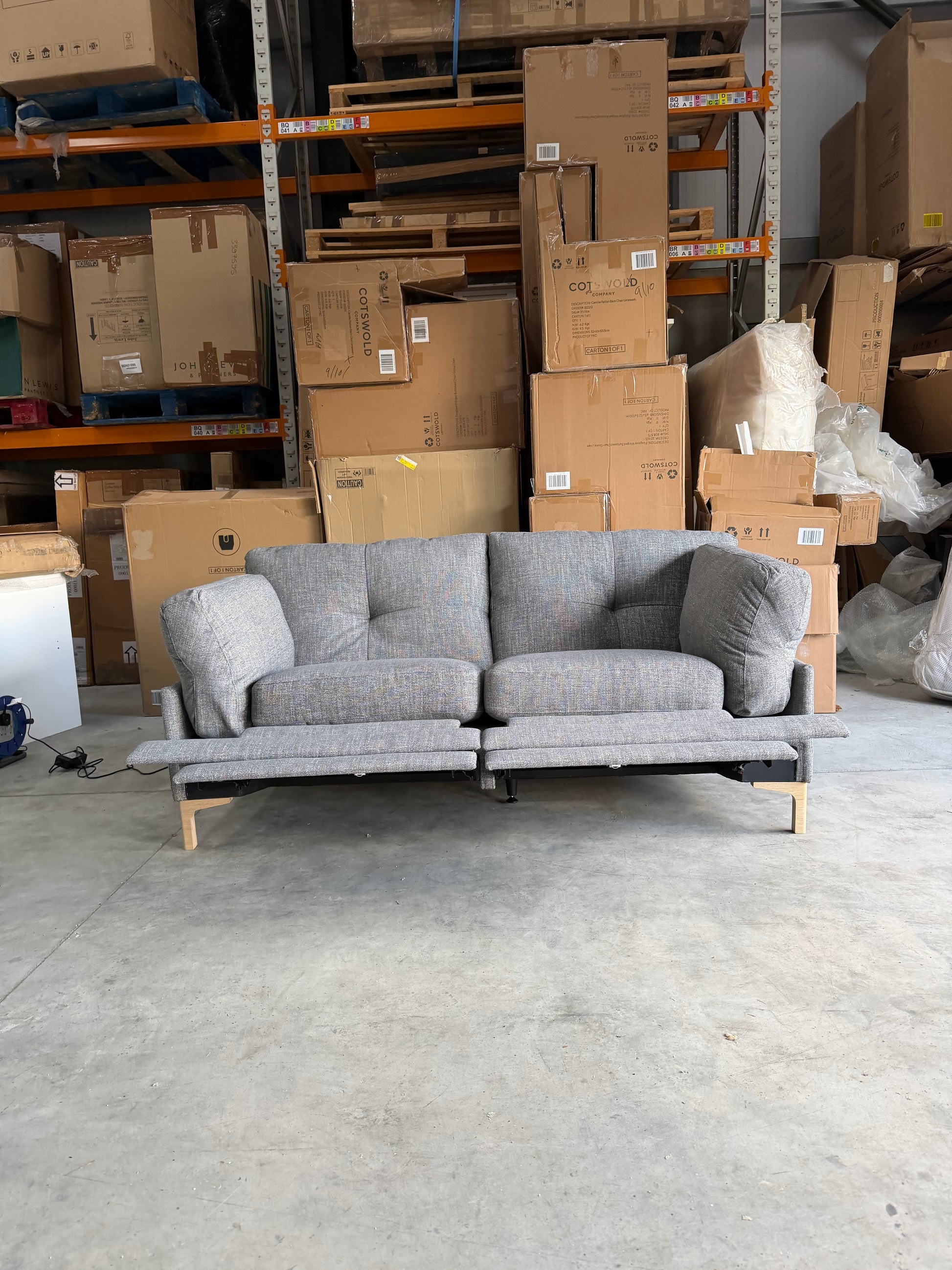 John Lewis Sofa Power Recliner Java Medium 2 Seater Storm Grey Easy Clean
