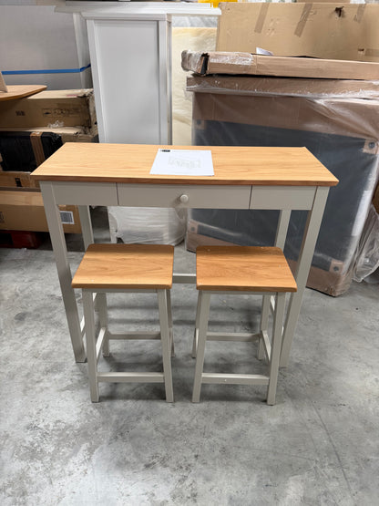 John Lewis Wilton Breakfast Bench with 2 Stools Linen