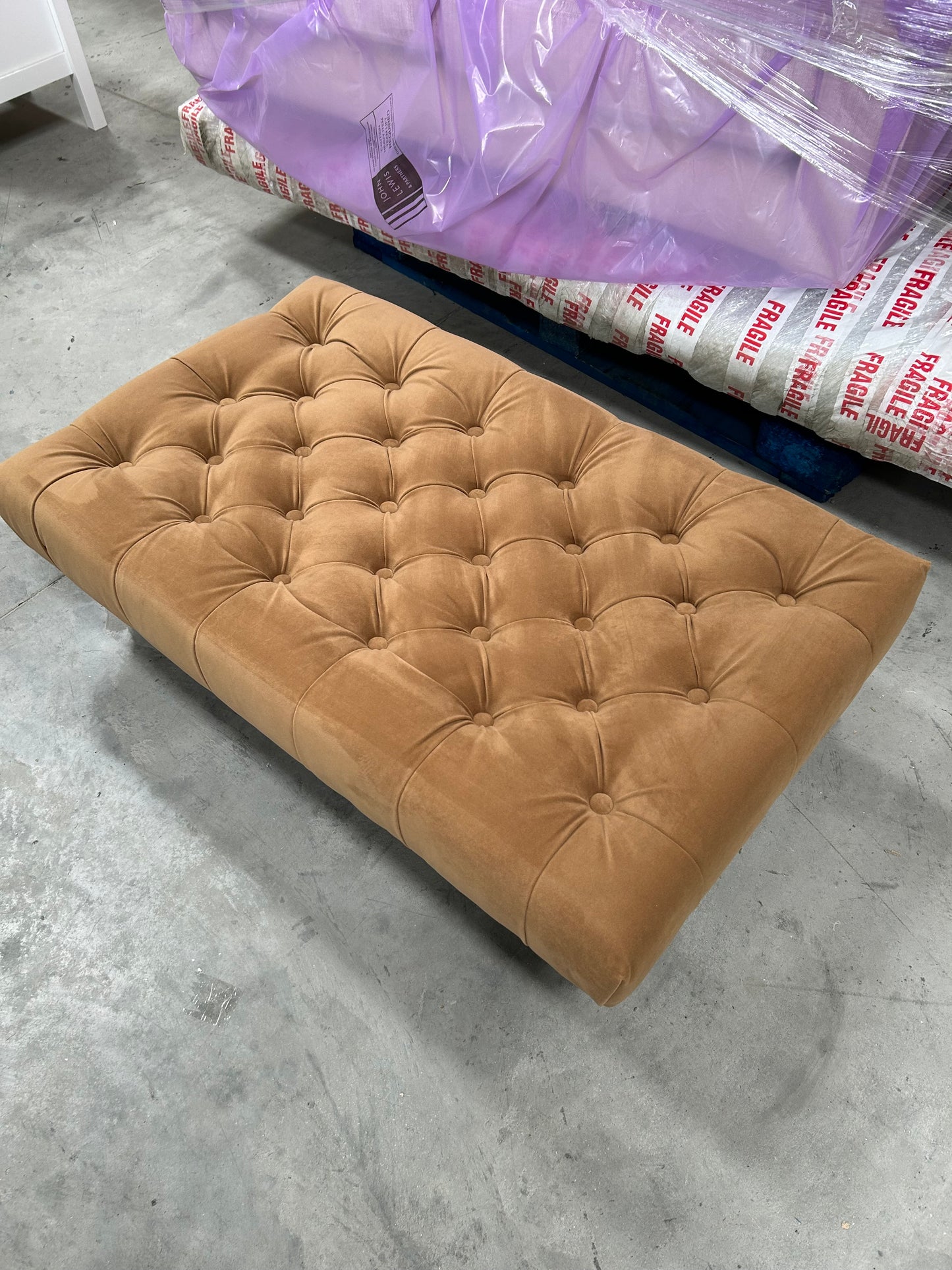 Swoon Plymouth Footstool, Easy Velvet Biscuit