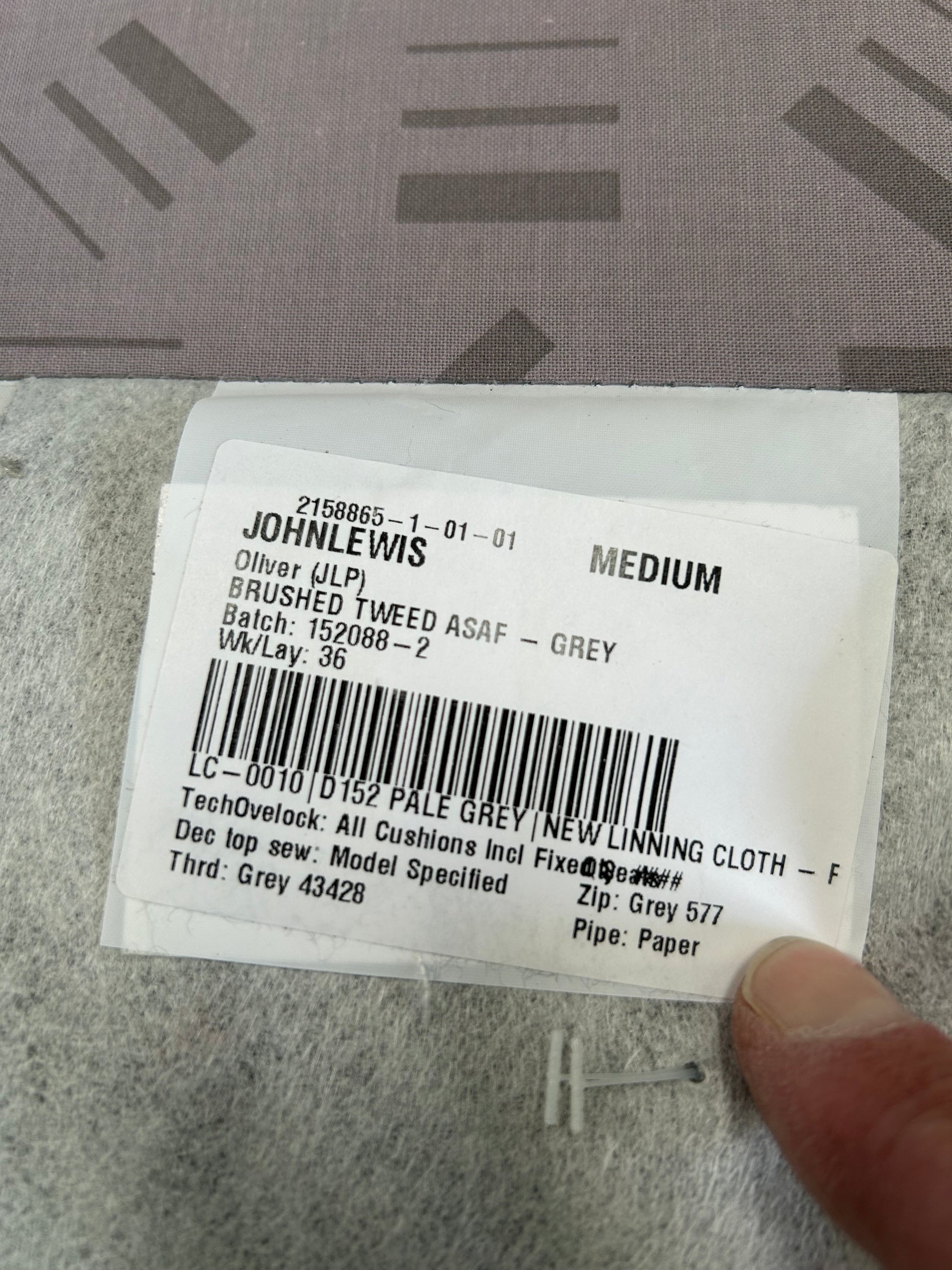 John Lewis Oliver II Medium 2 Seater Sofa Brushed Tweed Grey