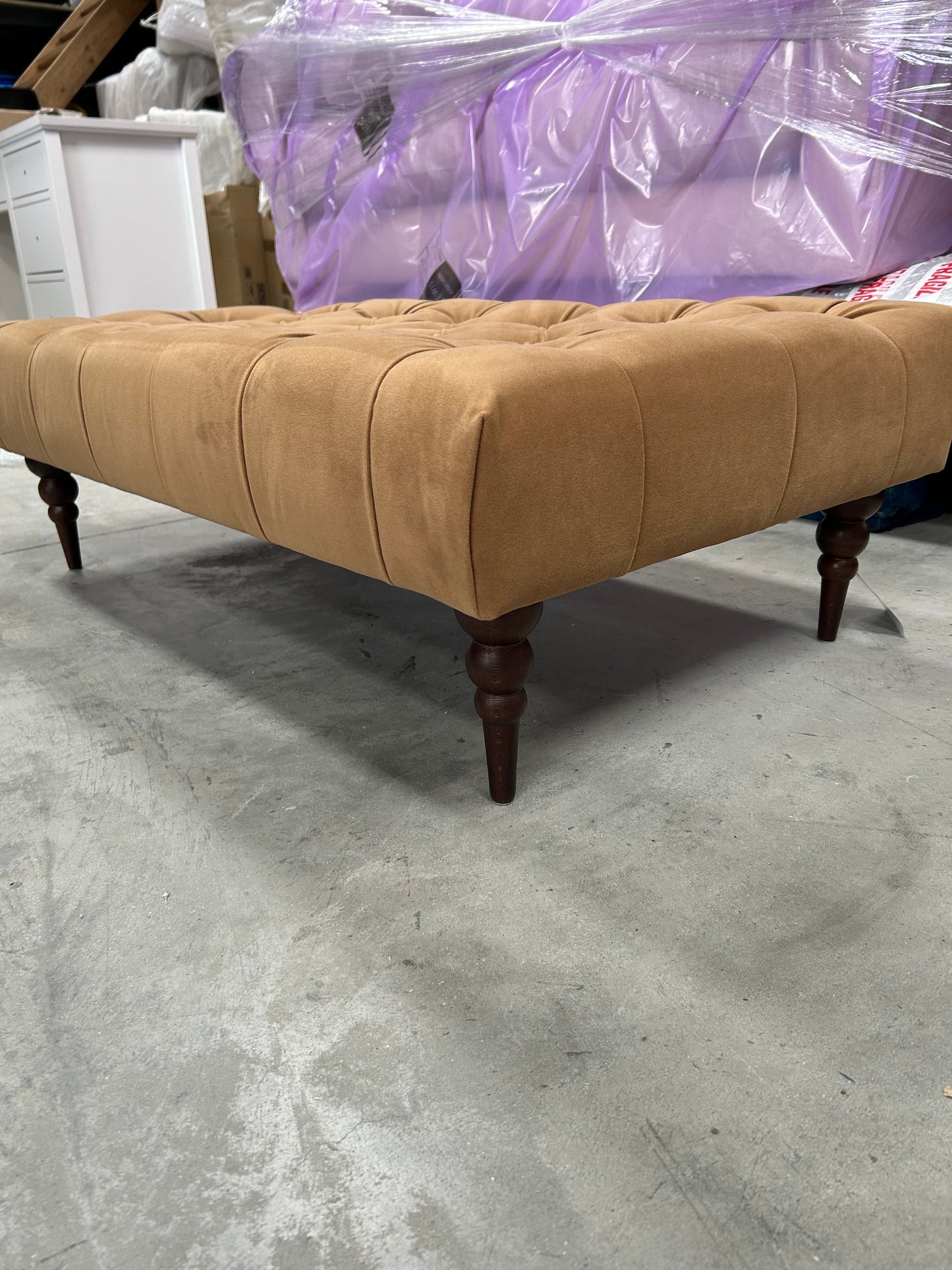 Swoon Plymouth Footstool, Easy Velvet Biscuit