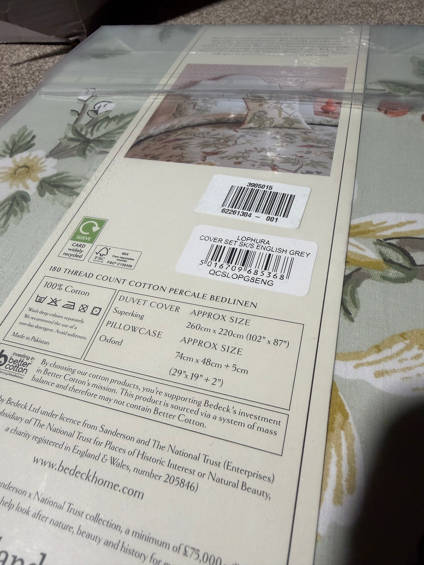 Sanderson x National Trust Lophura Super King Duvet Cover Set