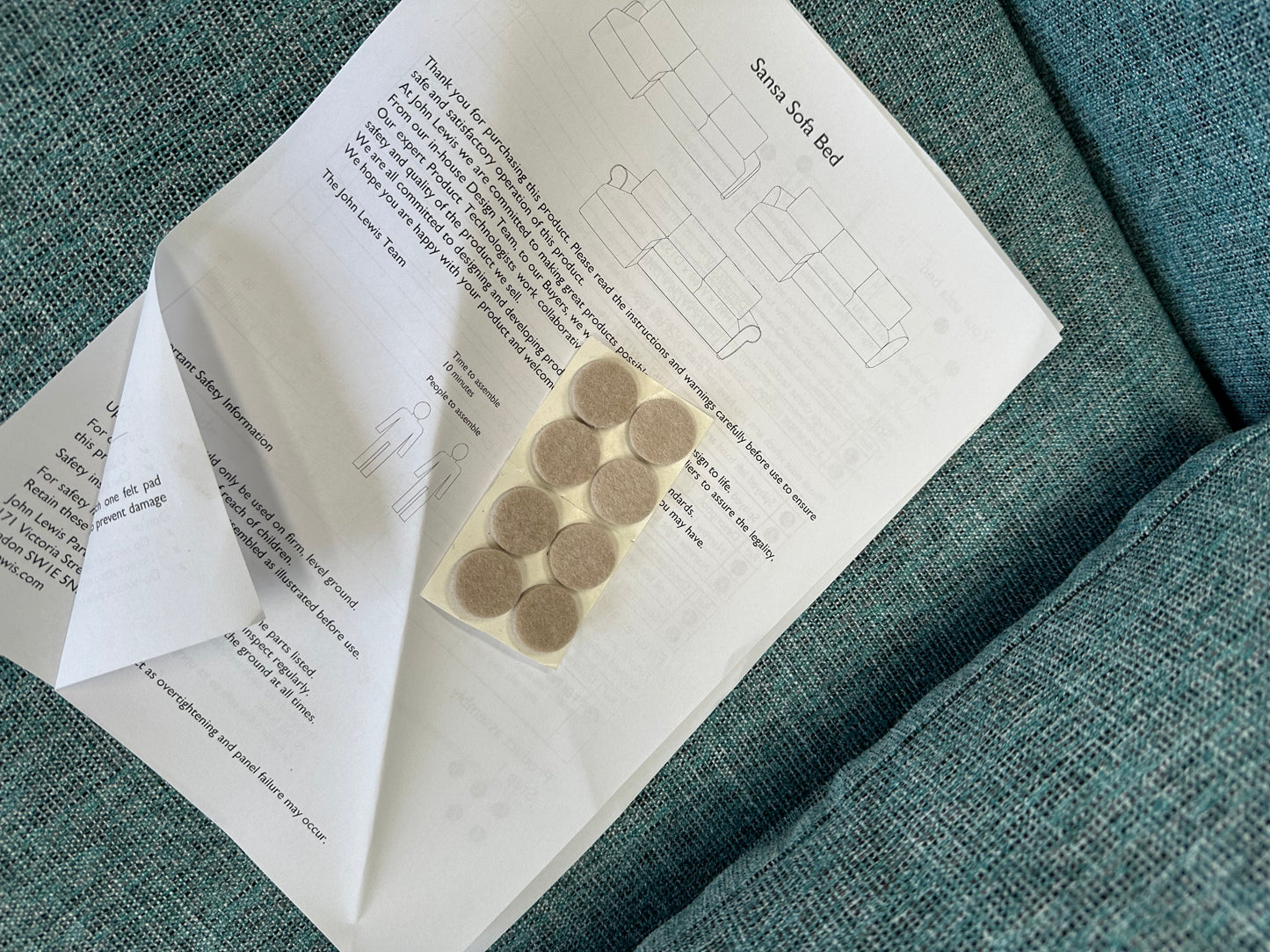 John Lewis Bailey II RHF Chaise End Sofabed Aquaclean Connie Teal