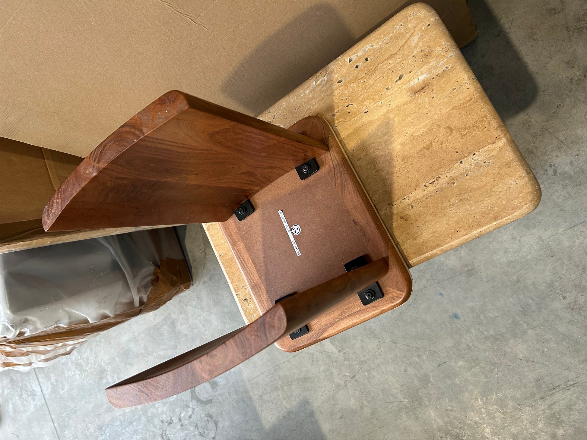 John Lewis Adina Travertine Top Nest of 2 Tables Walnut