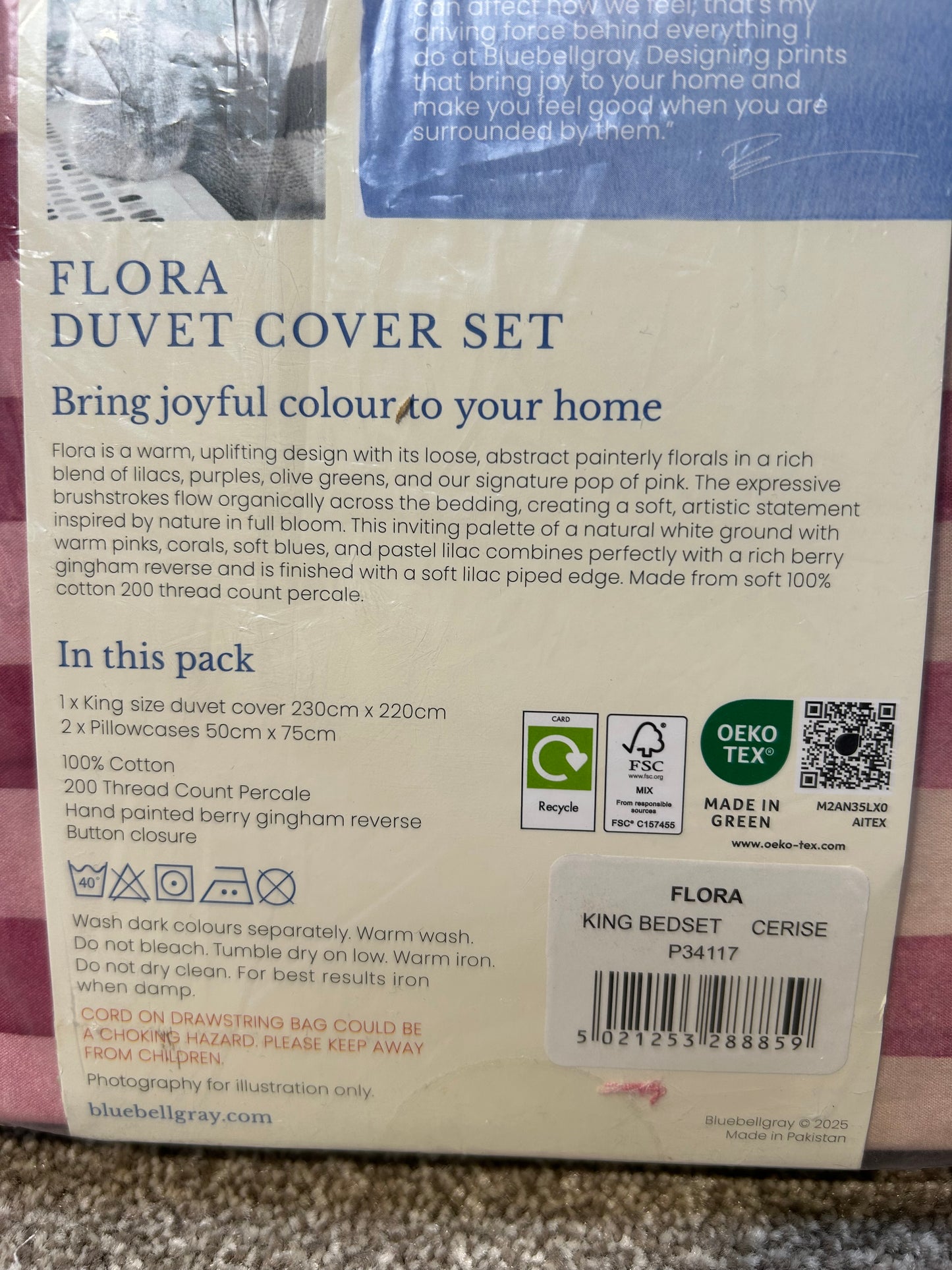 bluebellgray Flora Reversible King Duvet Cover Set, Multi