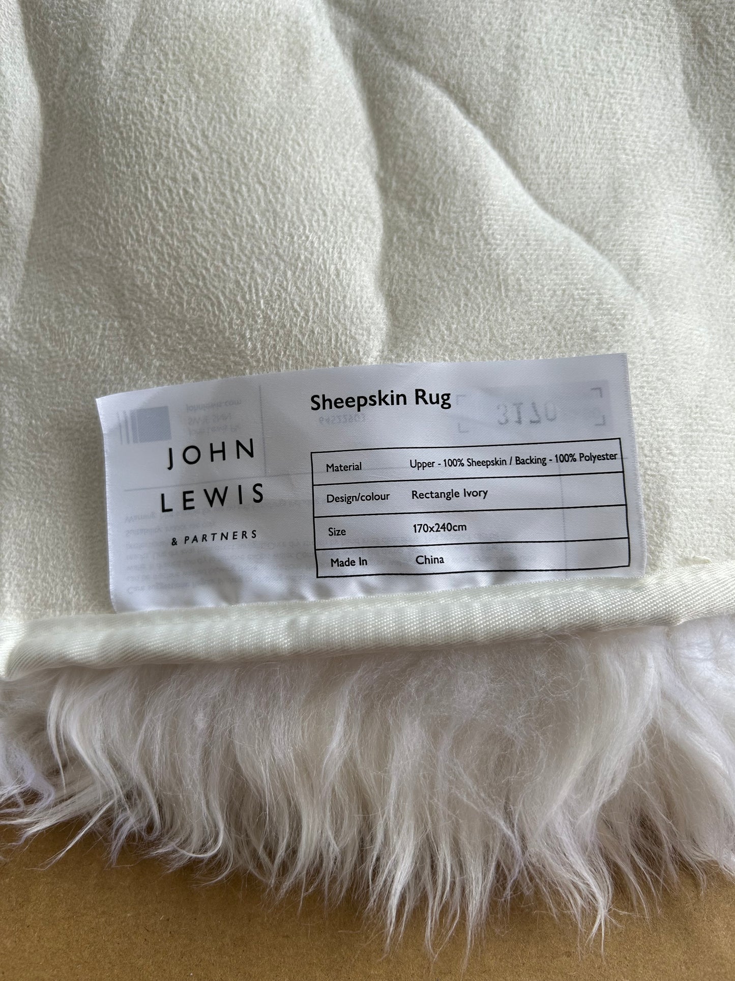 John Lewis Sheepskin Rug, Natural, L240 x W170cm